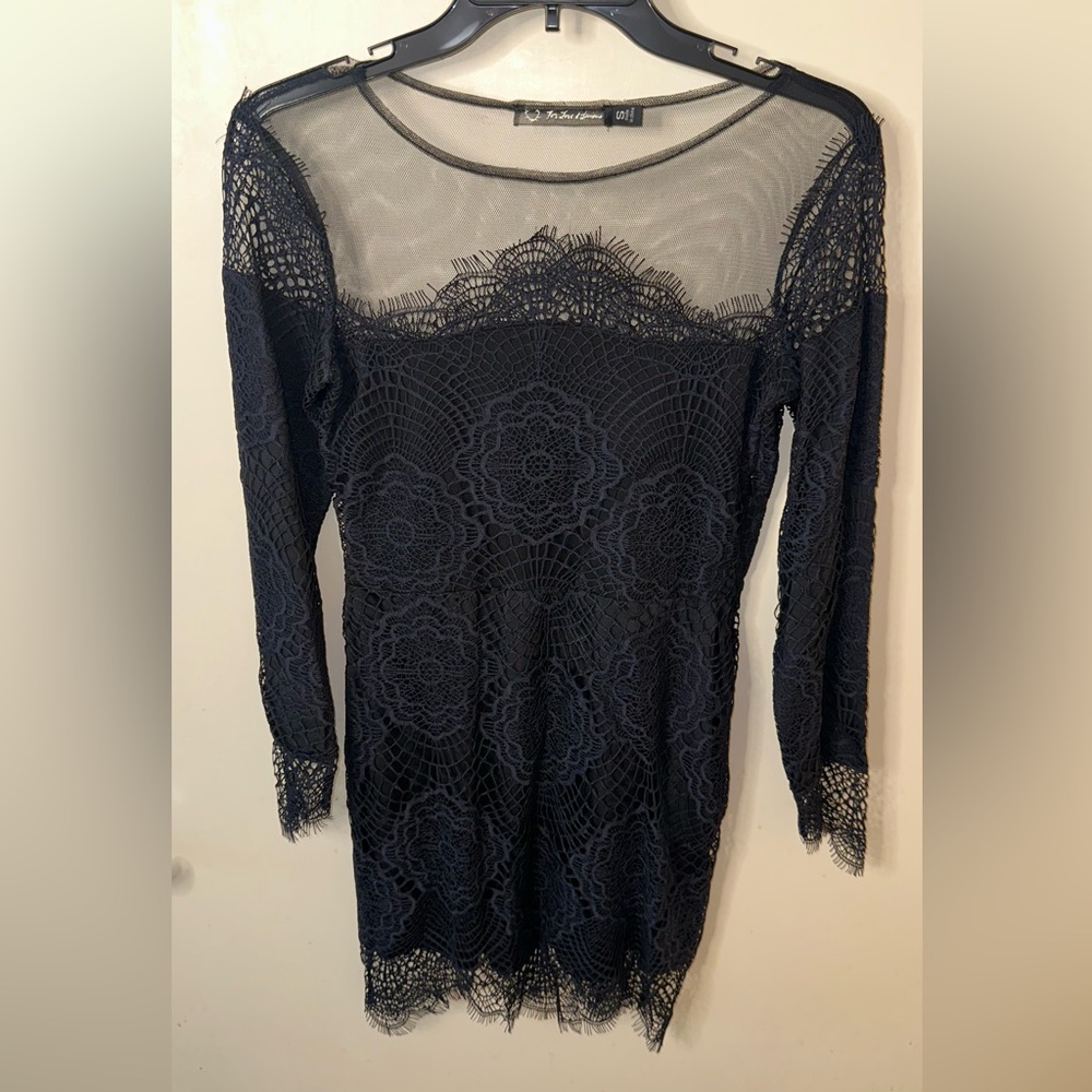 Black lace For Love and Lemon long sleeve dress size small